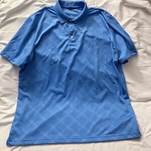 Chaps Men's Performance Golf Polo Shirt Blue Plaid Large